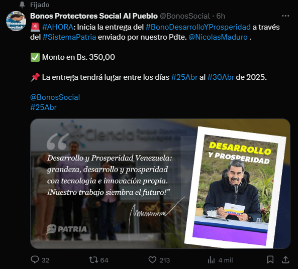 Comenzó el pago del bono “Desarrollo y Prosperidad”: ¿qué se puede comprar?