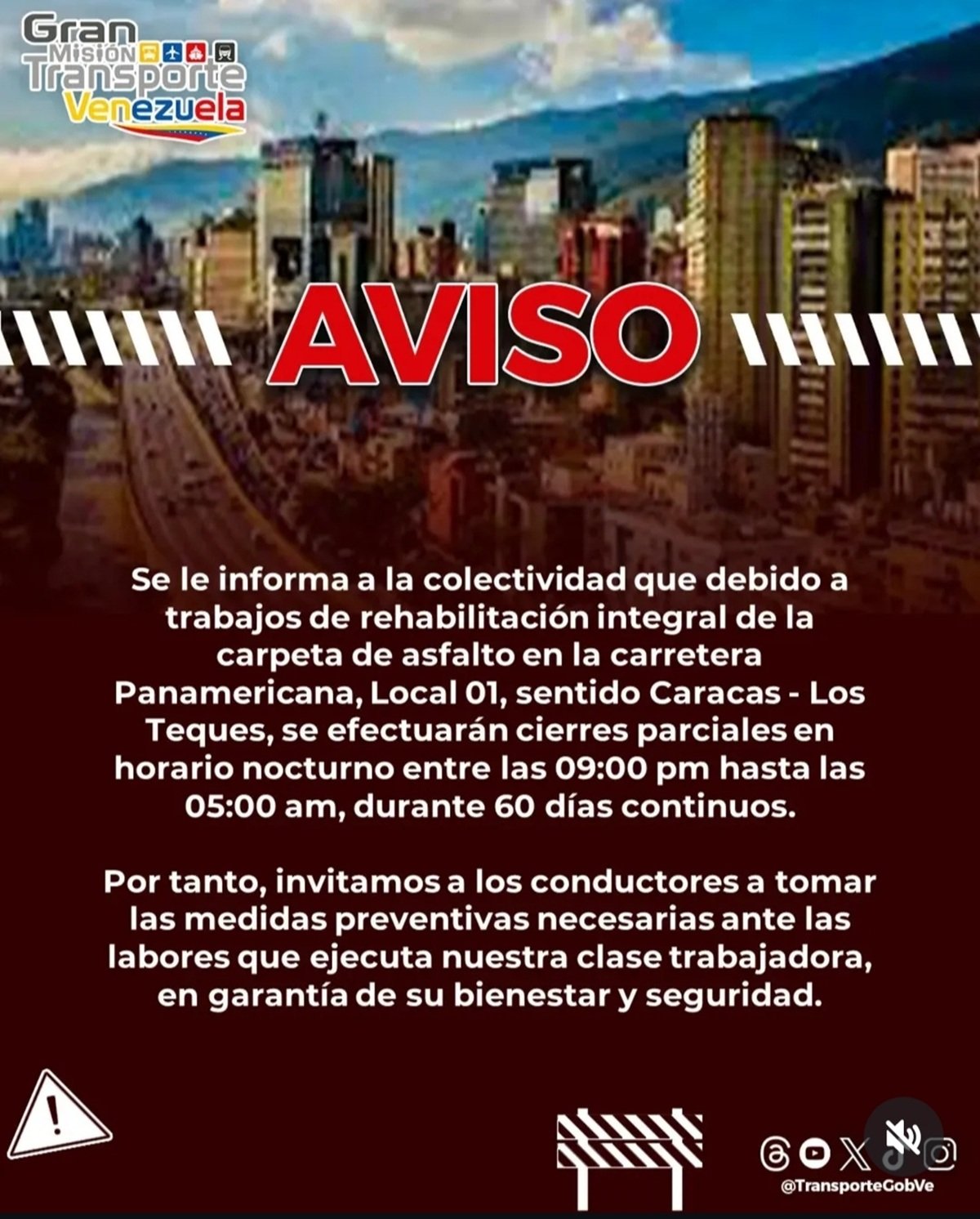 Anunciaron el cierre parcial nocturno de la carretera Panamericana por 60 días
