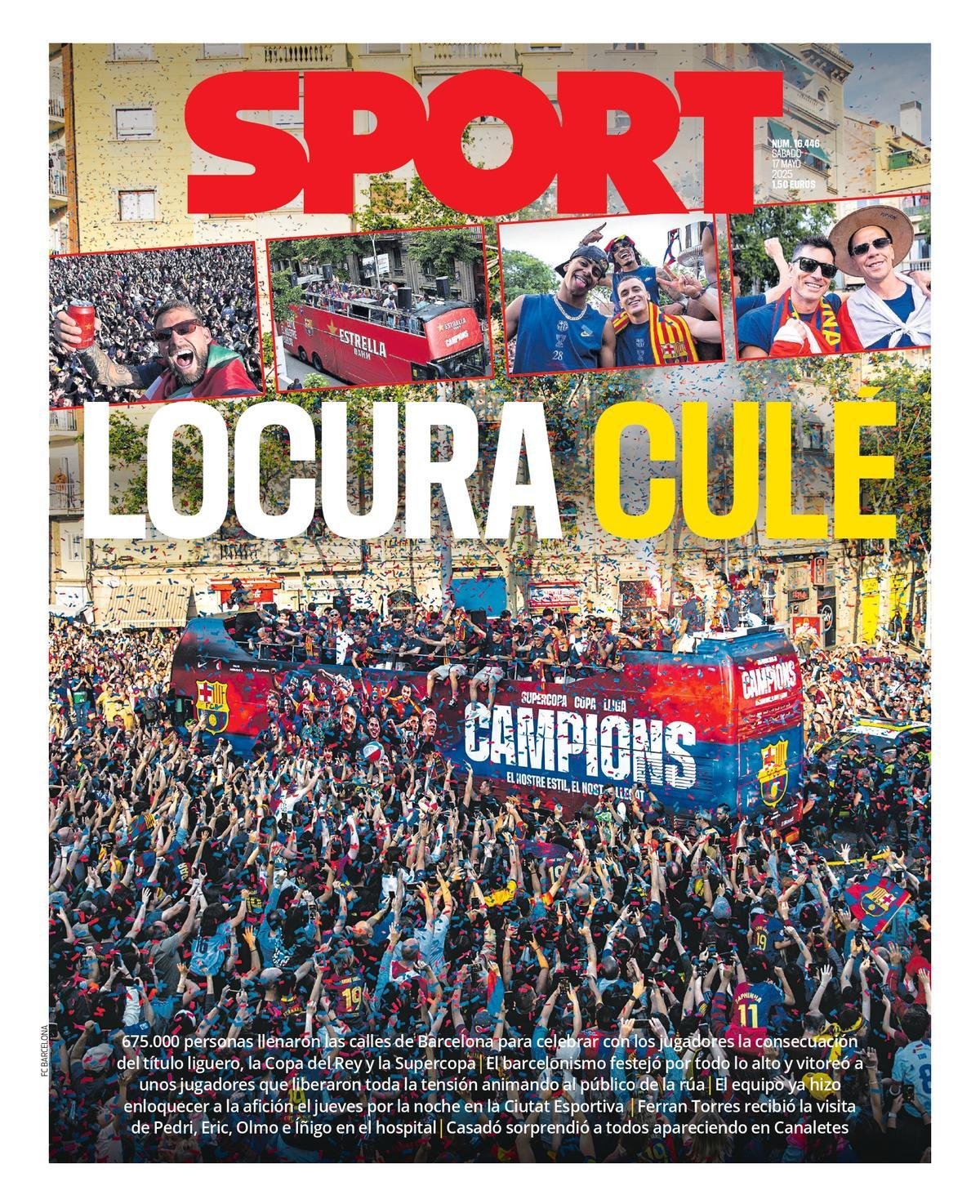 Esta es la portada de SPORT de hoy sábado, 17 de mayo de 2025