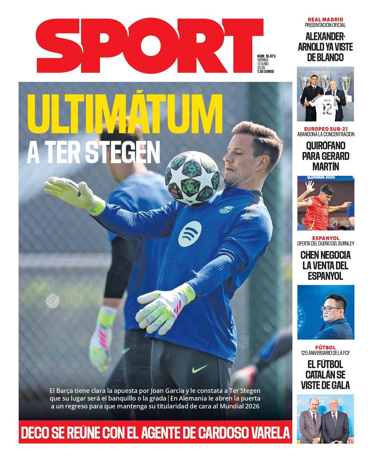 Esta es la portada de SPORT de hoy viernes, 13 de junio de 2025