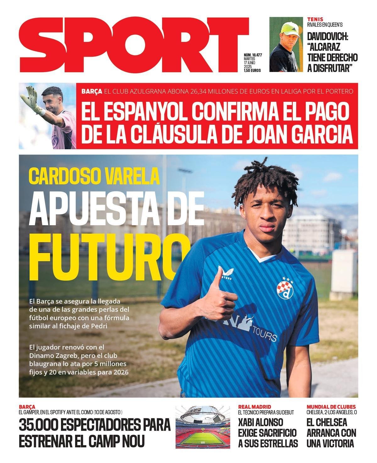 Esta es la portada de SPORT del martes 17 de junio
