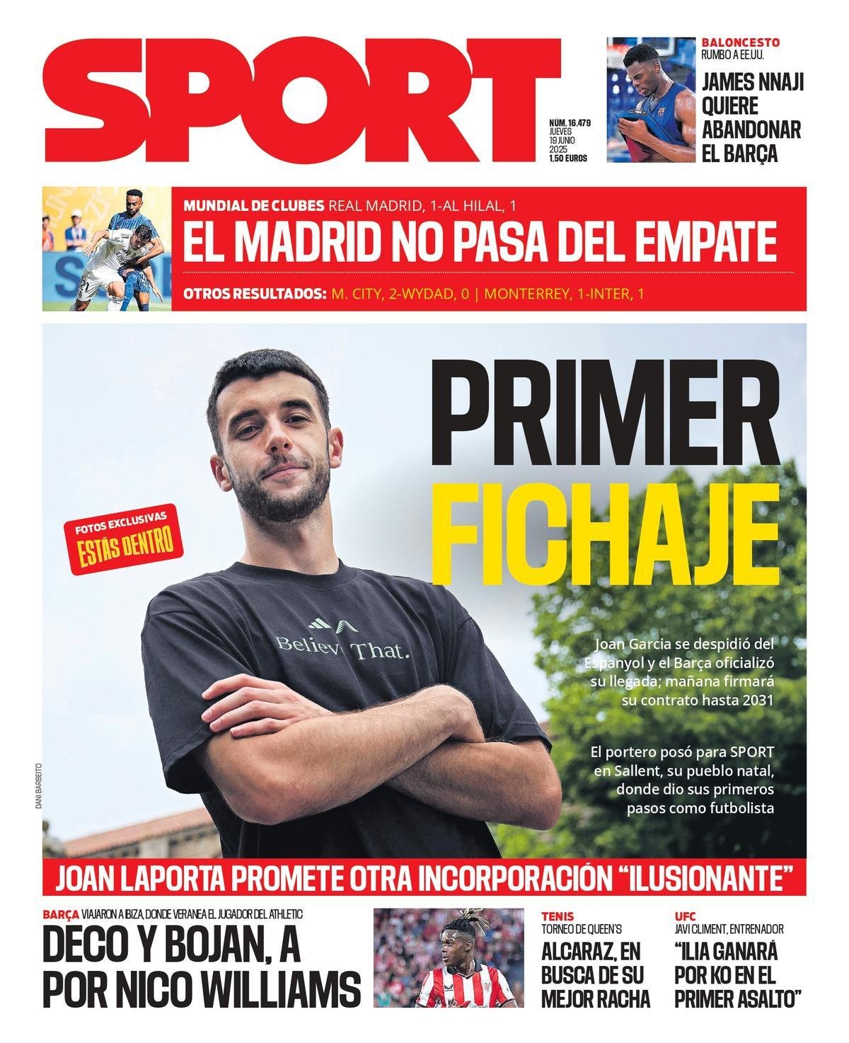 Esta es la portada de SPORT de hoy jueves, 19 de junio de 2025