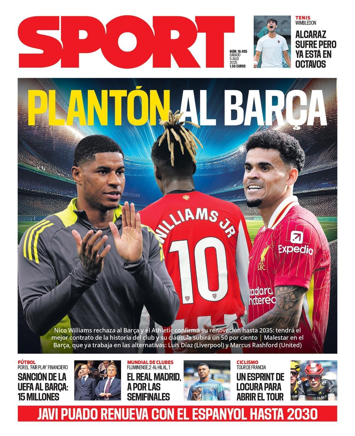 Esta es la portada de SPORT de hoy sábado, 5 de julio de 2025