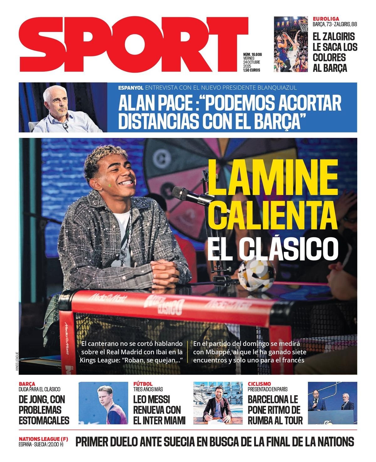 Esta es la portada de SPORT de hoy viernes, 24 de octubre de 2025
