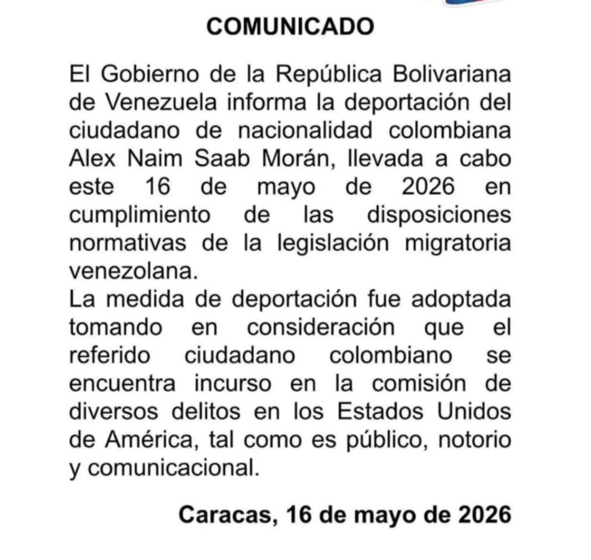 Gobierno venezolano anunció la deportación de Alex Saab por delitos en EE UU